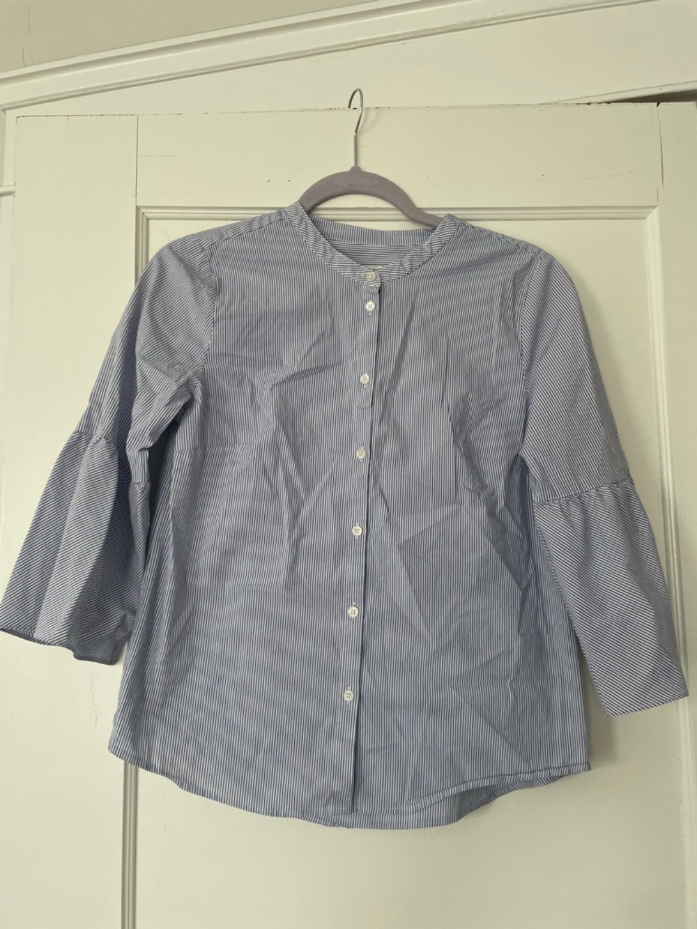 J. Crew Blue and White Striped Button-Down Shirt